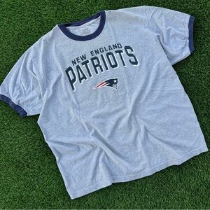 Vtg 00s New England Patriots Reebok T-Shirt Logo Spellout Gray Crewneck Size 2XL